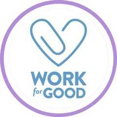 Work for good company logo within a purple framed circle
